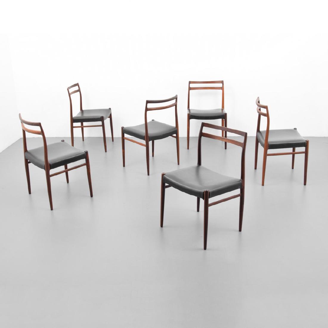 Alf Arseth Rosewood Dining Chairs, Set of 6: Designer/Artist; Manufacturer: Alf Arseth; Gustav Bahus Eftf Markings: some chairs with Gustav Bahus brand Country of Origin & Materials: Norway; rosewood, leather Additional Information: 20th Century