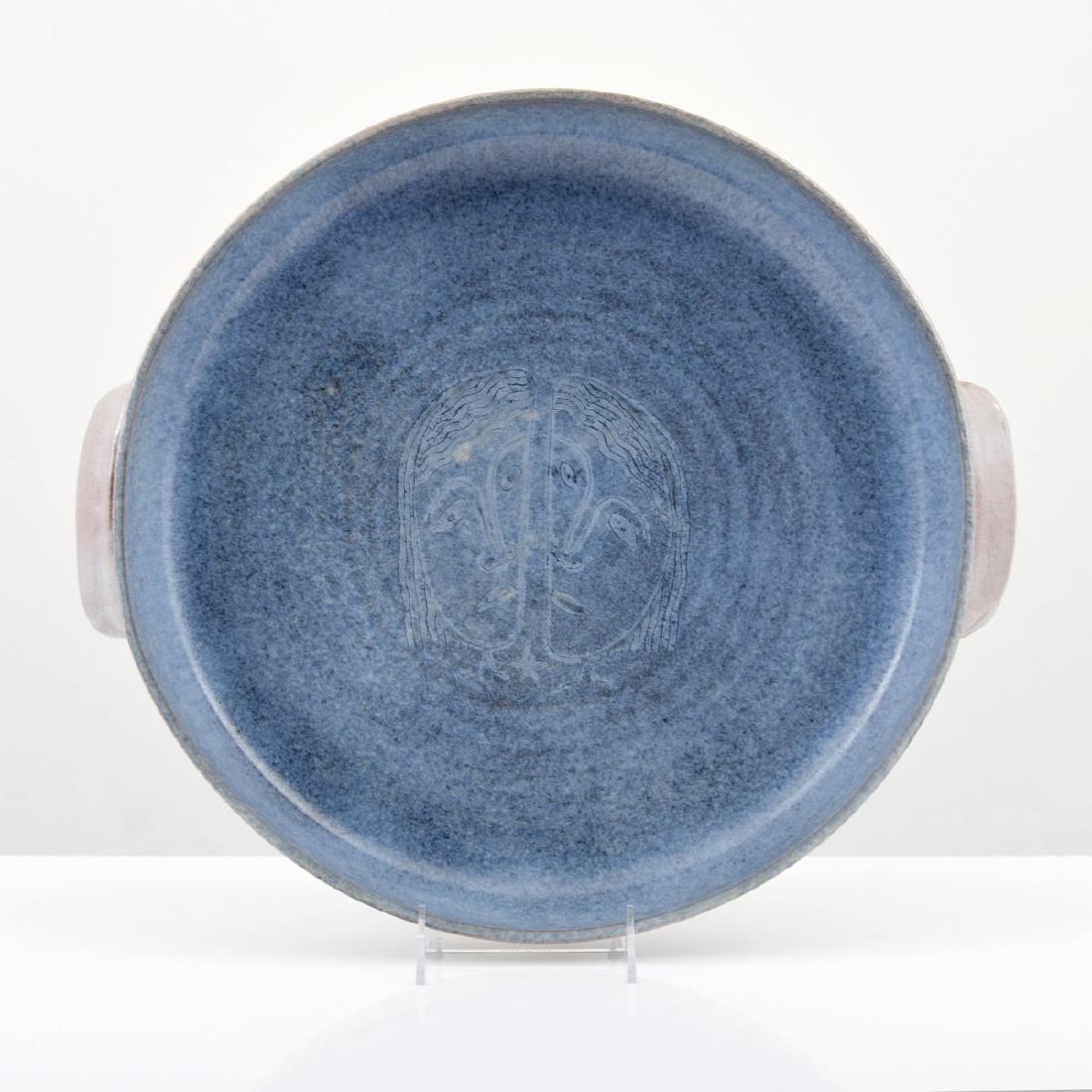 Large Edwin & Mary Scheier Incised Platter/Tray: Designer/Artist; Manufacturer: Edwin (1910-2008), Mary Scheier (1908-2007) Markings: signed Country of Origin & Materials: American; ceramic Additional Information: Provenance: Collection of Donna Sch