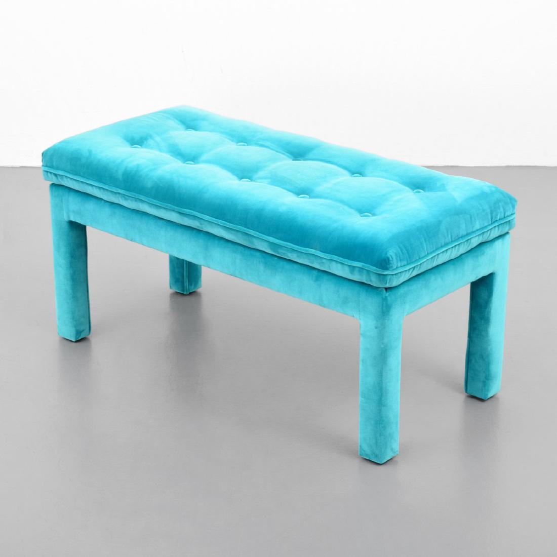 Bench, Manner of Milo Baughman: Designer/Artist; Manufacturer: Milo Baughman, manner of; Thayer Coggin, Inc., manner of Markings: no marking(s) apparent Country of Origin & Materials: USA; upholstery Additional Information: Property