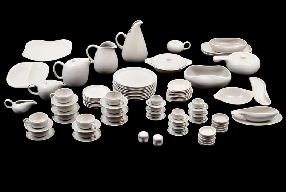Russel Wright "American Modern" Dinnerware, 96 Pieces: Designer/Artist; Manufacturer: Russel Wright Markings marking(s) Country of Origin & Materials USA; ceramic Additional Information Lot is comprised of ninety-six pieces including plates, cups, saucers