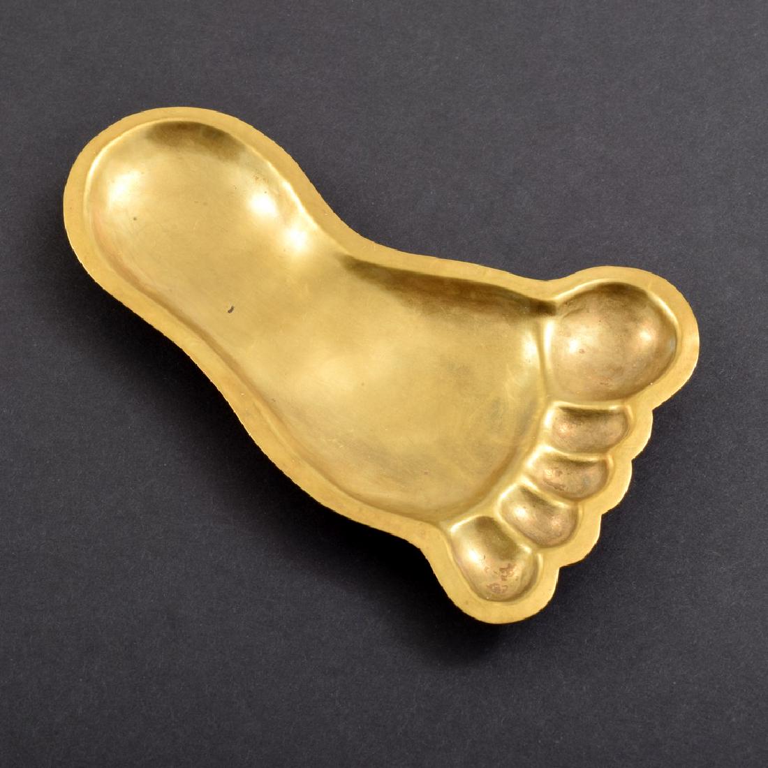 Hubert Harmon Brass Dish: Designer/Artist; Manufacturer: Hubert Harmon Markings: stamped signature, made in Mexico Country of Origin & Materials: Mexico; brass, gemstone Additional Information: This lot is from the personal c