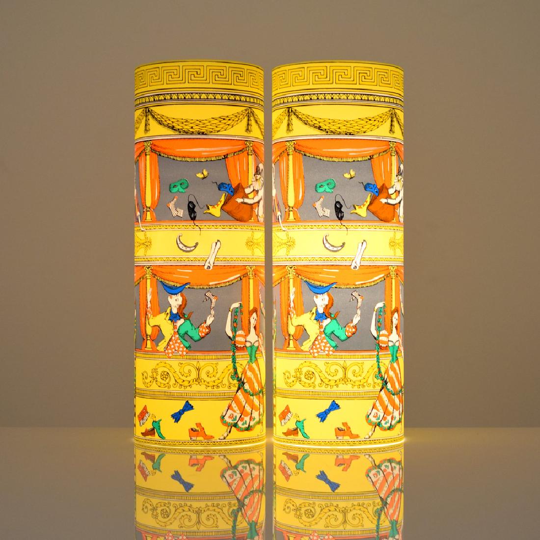 Pair of Barnaba Fornasetti Table Lamps: Designer/Artist; Manufacturer: Barnaba Fornasetti; Antonangeli Illuminazione Markings: Fornasetti imprint, Antonangeli Illuminazione imprint, made in Italy, marking(s) Country of Origin & Materials: I