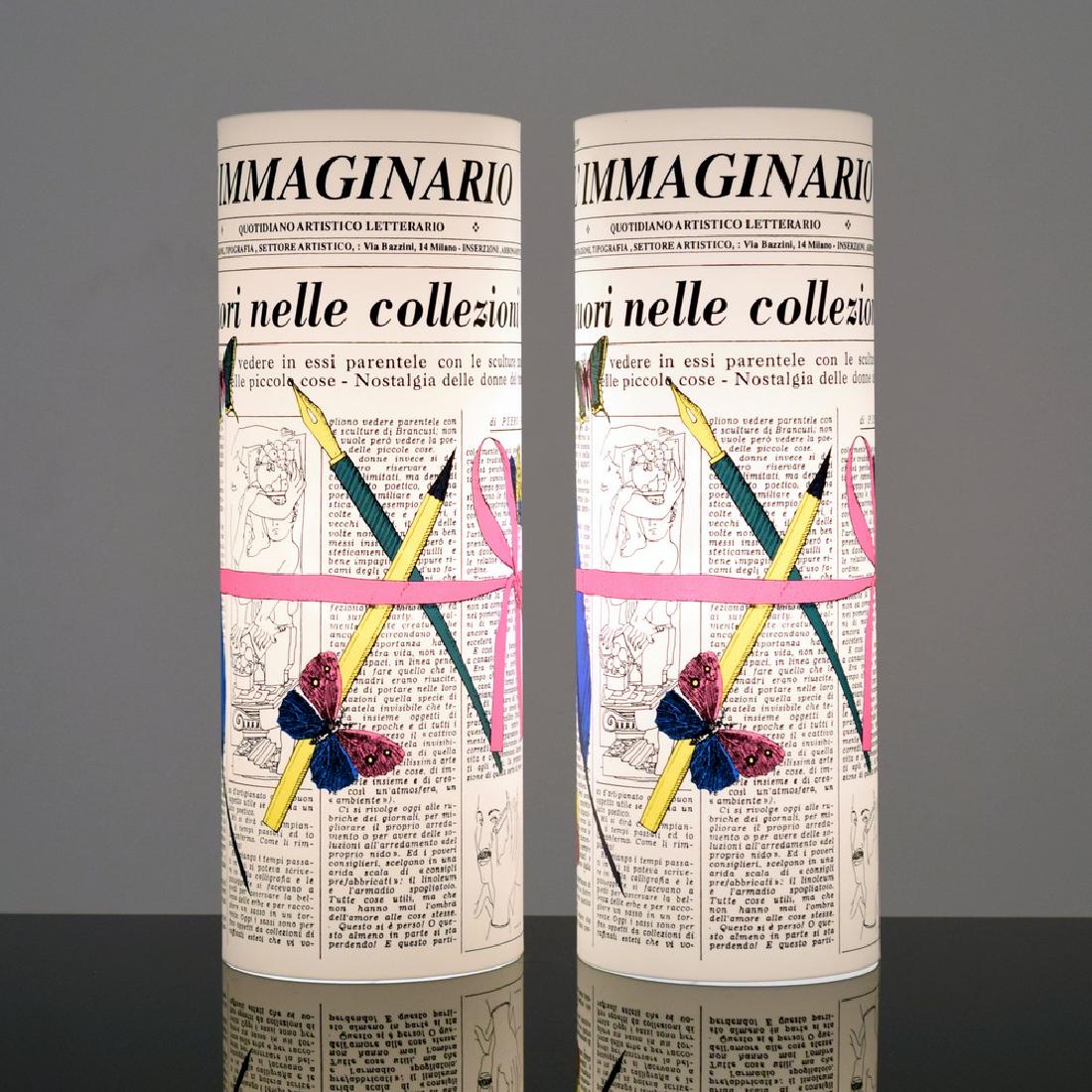 Pair of Barnaba Fornasetti Table Lamps: Designer/Artist; Manufacturer: Barnaba Fornasetti; Antonangeli Illuminazione Markings: Fornasetti imprint, Antonangeli Illuminazione imprint, made in Italy, marking(s) Country of Origin & Materials: I