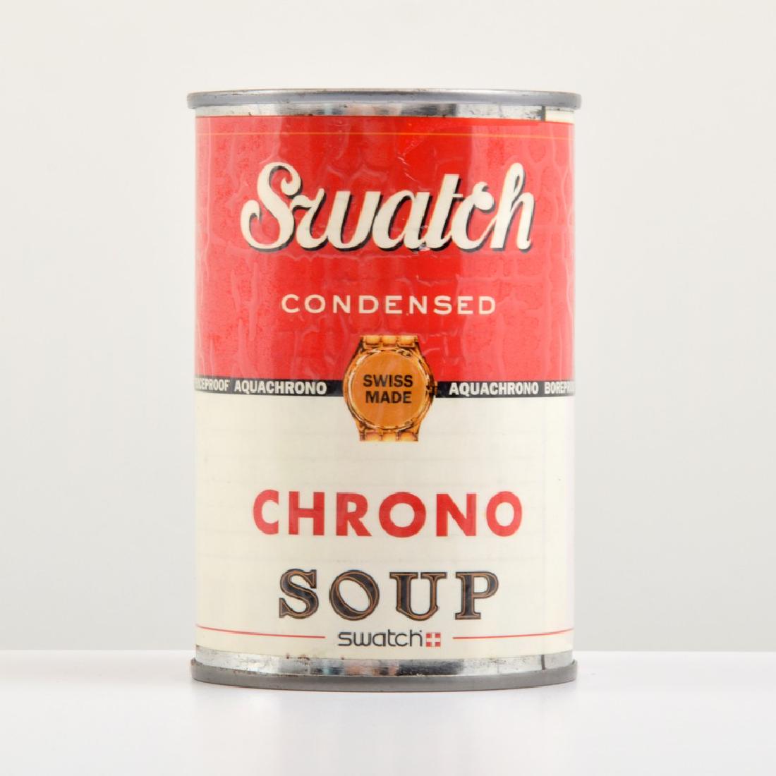 Vintage Swatch "Chrono Soup" Watch: Designer/Artist; Manufacturer: Swatch Markings: marking(s) Country of Origin & Materials: Switzerland; metal, paper (unopened, watch materials have not been confirmed) Additional Information: Water re
