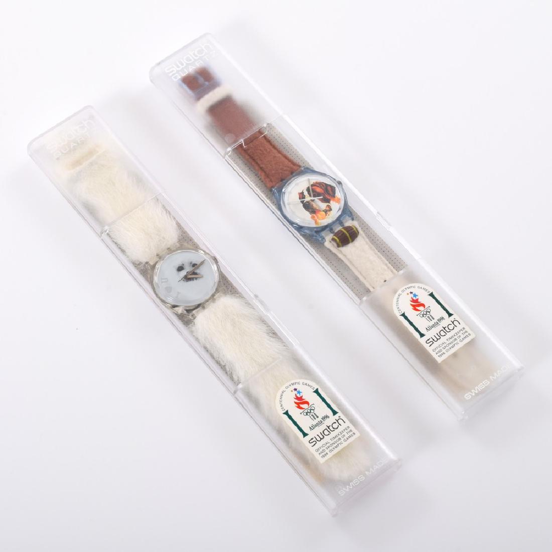 2 Vintage Swatch Watches: "Frozen Tears" & "Barry": Designer/Artist; Manufacturer: Swatch Markings: Swatch imprints, marking(s) Country of Origin & Materials: Switzerland; leather, faux fur, plastic Additional Information: The "Frozen Tears" baby seal 
