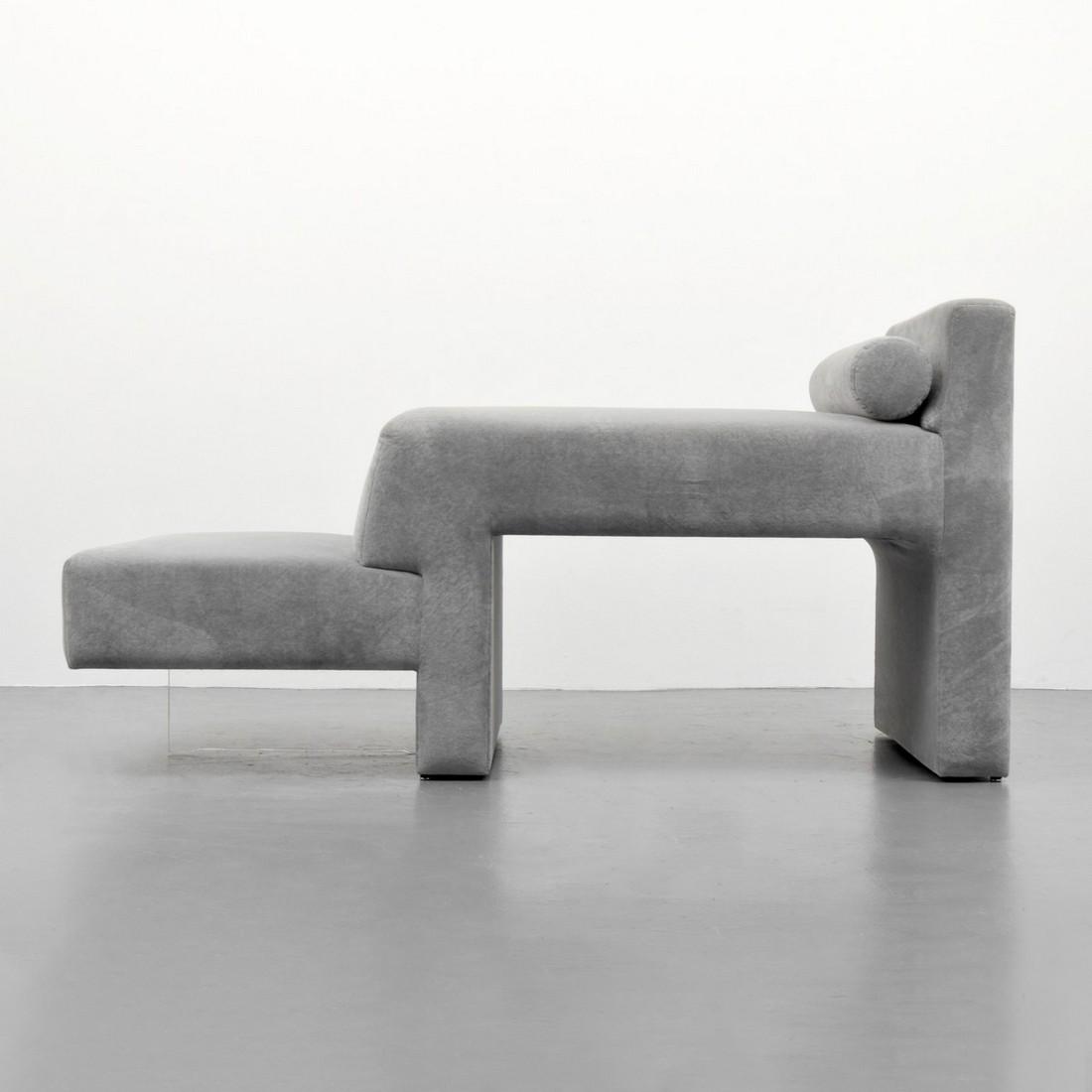 Vladimir Kagan "Omnibus" Chaise Lounge Chair/Sofa: Designer/Artist; Manufacturer: Vladimir Kagan; Vladimir Kagan Designs, Inc. Markings: no marking(s) apparent Country of Origin & Materials: USA; upholstery, acrylic Additional Information: Reference: