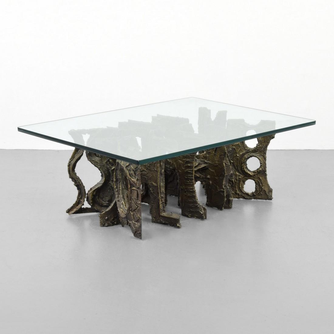 Rare Paul Evans Coffee Table: Designer/Artist; Manufacturer: Paul Evans; Paul Evans for Directional Markings: signed; 1972 Country of Origin & Materials: USA; bronzed resin over steel, glass Additional Information: 20th Century De