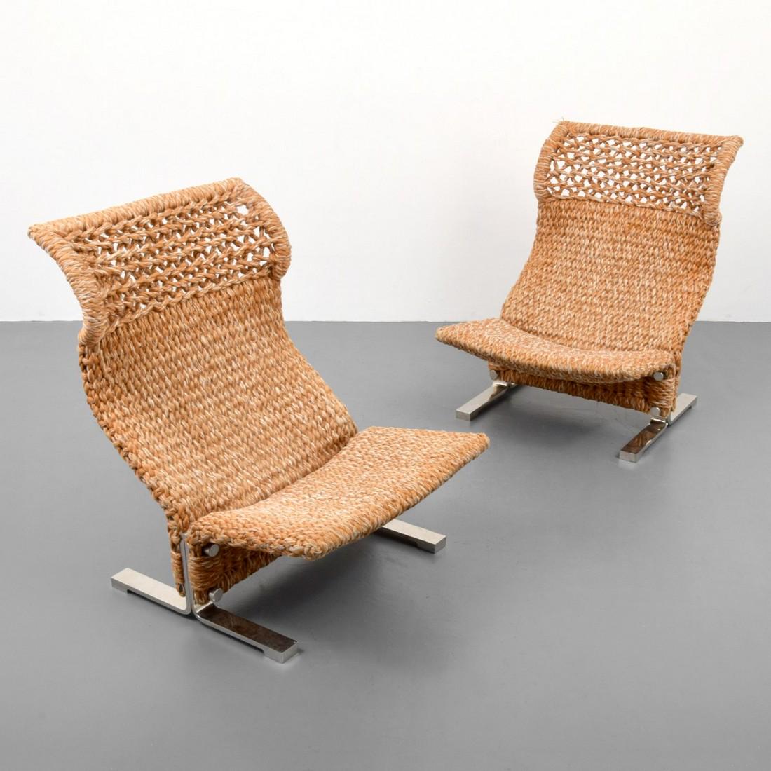Pair of Marzio Cecchi Lounge Chairs: Designer/Artist; Manufacturer: Marzio Cecchi; Studio Most Markings: no marking(s) apparent Country of Origin & Materials: Italy; chrome plated brass, roping Additional Information: 20th Century Design