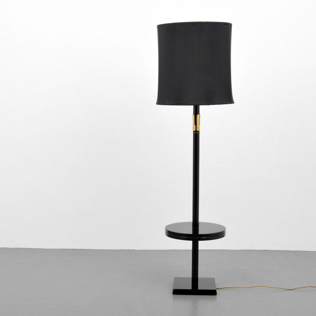 Tommi Parzinger Table/Floor Lamp: Designer/Artist; Manufacturer: Tommi Parzinger; Parzinger Originals Markings: Parzinger Originals stamp Country of Origin & Materials: USA; wood, brass Additional Information: Floor lamp with built-in