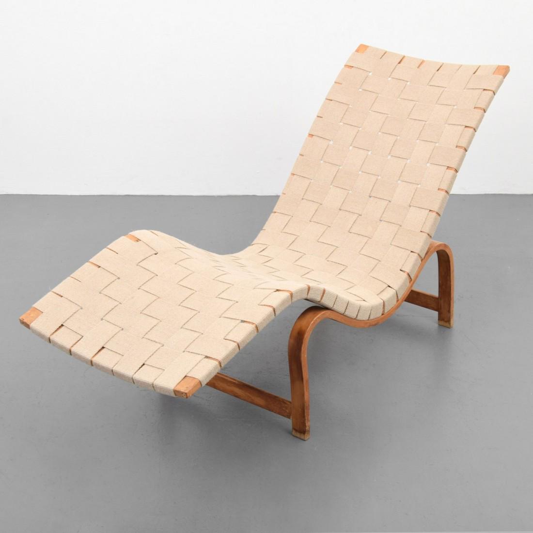 Bruno Mathsson "Pernilla" Chaise Lounge Chair: Designer/Artist; Manufacturer: Bruno Mathsson; Karl Mathsson Markings: no marking(s) apparent Country of Origin & Materials: Sweden; wood, webbing Additional Information: Gallery label beneath: Daniel