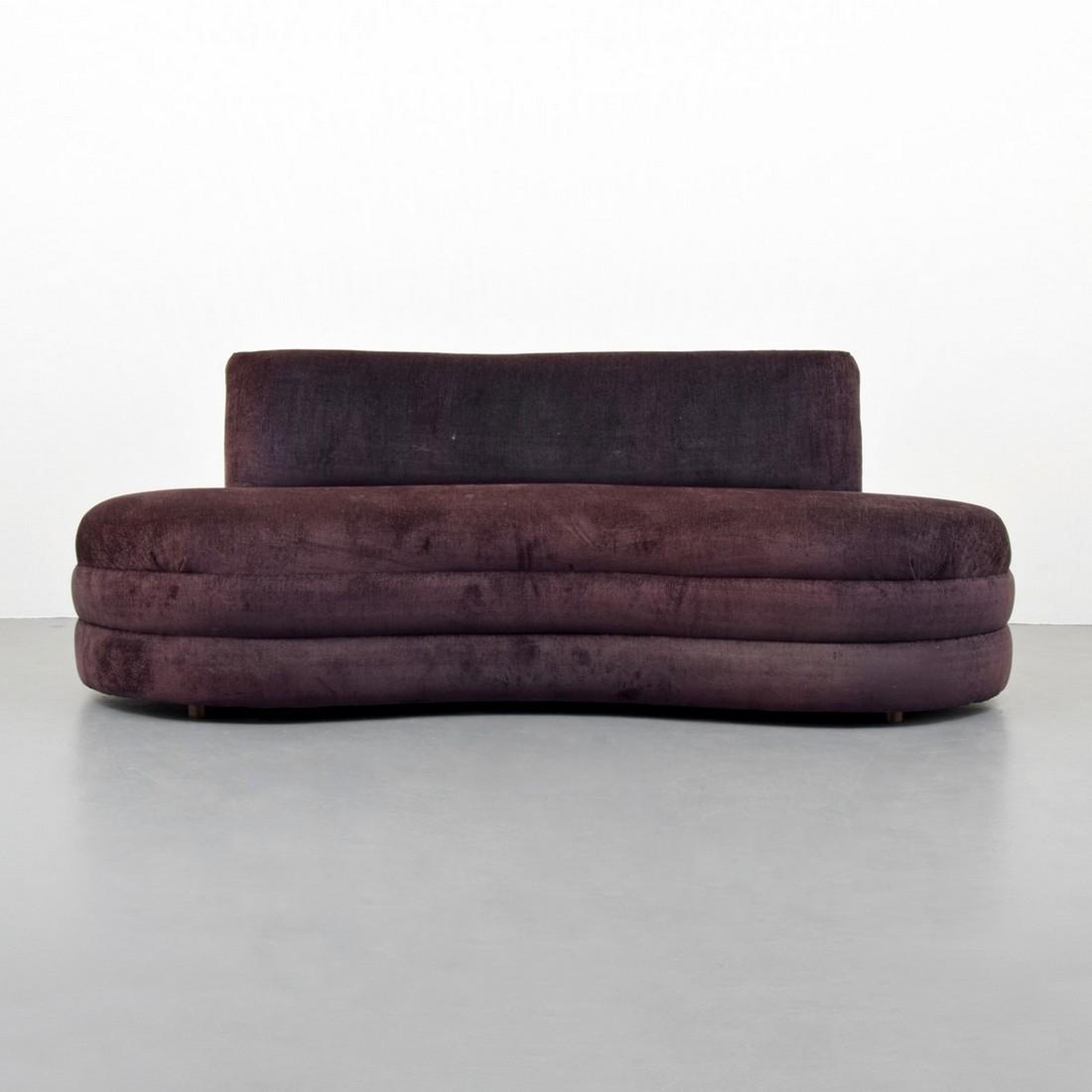 Vladimir Kagan "Cloud" Sofa: Designer/Artist; Manufacturer: Vladimir Kagan; Directional Markings: Directional label Country of Origin & Materials: USA; upholstery Additional Information: 20th Century Design Dimensions(H,W,D): 30"