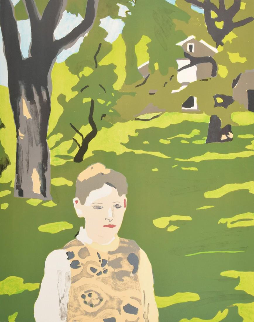 Fairfield Porter "Girl in the Woods" Litho, Signed AP: Designer/Artist; Manufacturer: Fairfield Porter (1907-1975) Markings: signed, blindstamp; AP Country of Origin & Materials: American; seven color lithograph on Arches paper Additional Information: Pro
