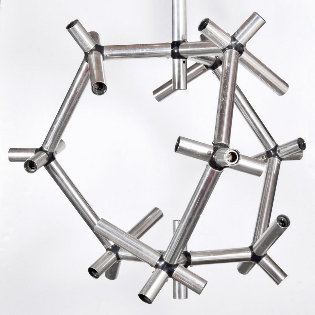 Large Robert Haussmann "Litchtstruktur" Chandelier: Designer/Artist; Manufacturer: Robert Haussmann; Swiss Lamp International Markings: no marking(s) apparent Country of Origin & Materials: Switzerland; aluminum, metal, plastic Additional Information: