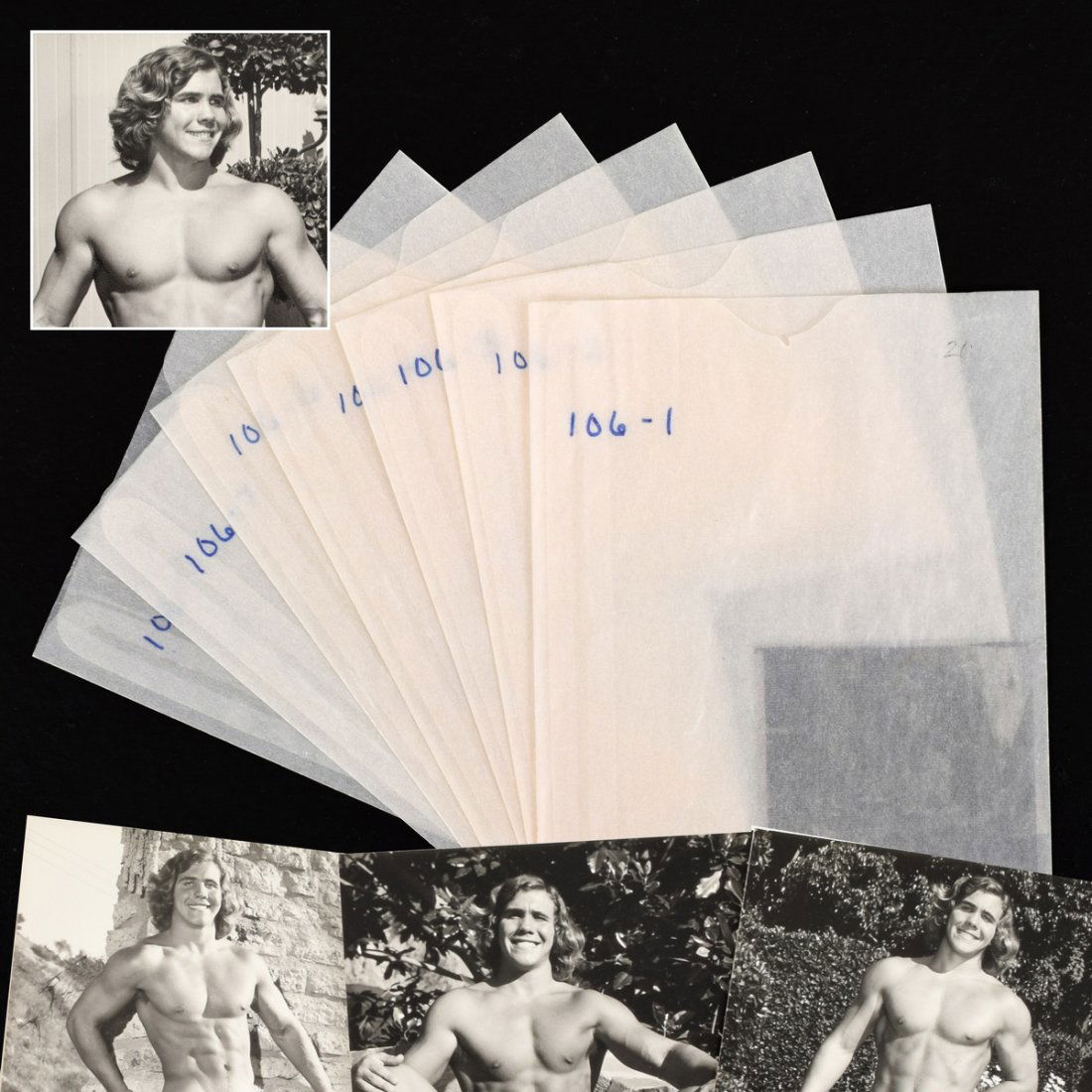 7 Bruce Bellas Nude Male Physique Photos & 7 Negatives: Designer/Artist; Manufacturer: Bruce Bellas (1909-1974), aka Bruce of Los Angeles Markings: Series stamp to envelope, marking(s). Some lots in this auction have various handwritten notations on the p