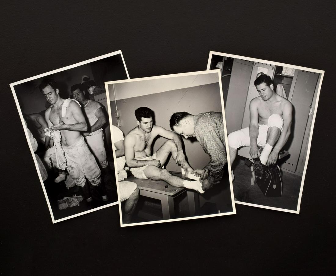 3 Large Bruce Bellas Nude Male Physique Photos: Designer/Artist; Manufacturer: Bruce Bellas (1909-1974), aka Bruce of Los Angeles Markings: No marking(s) apparent. Some lots in this auction have various handwritten notations on the photos/packagin