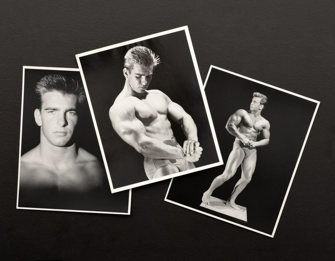 3 Bruce Bellas Male Physique Photos: Designer/Artist; Manufacturer: Bruce Bellas (1909-1974), aka Bruce of Los Angeles Markings: No marking(s) apparent. Some lots in this auction have various handwritten notations on the photos/packagin