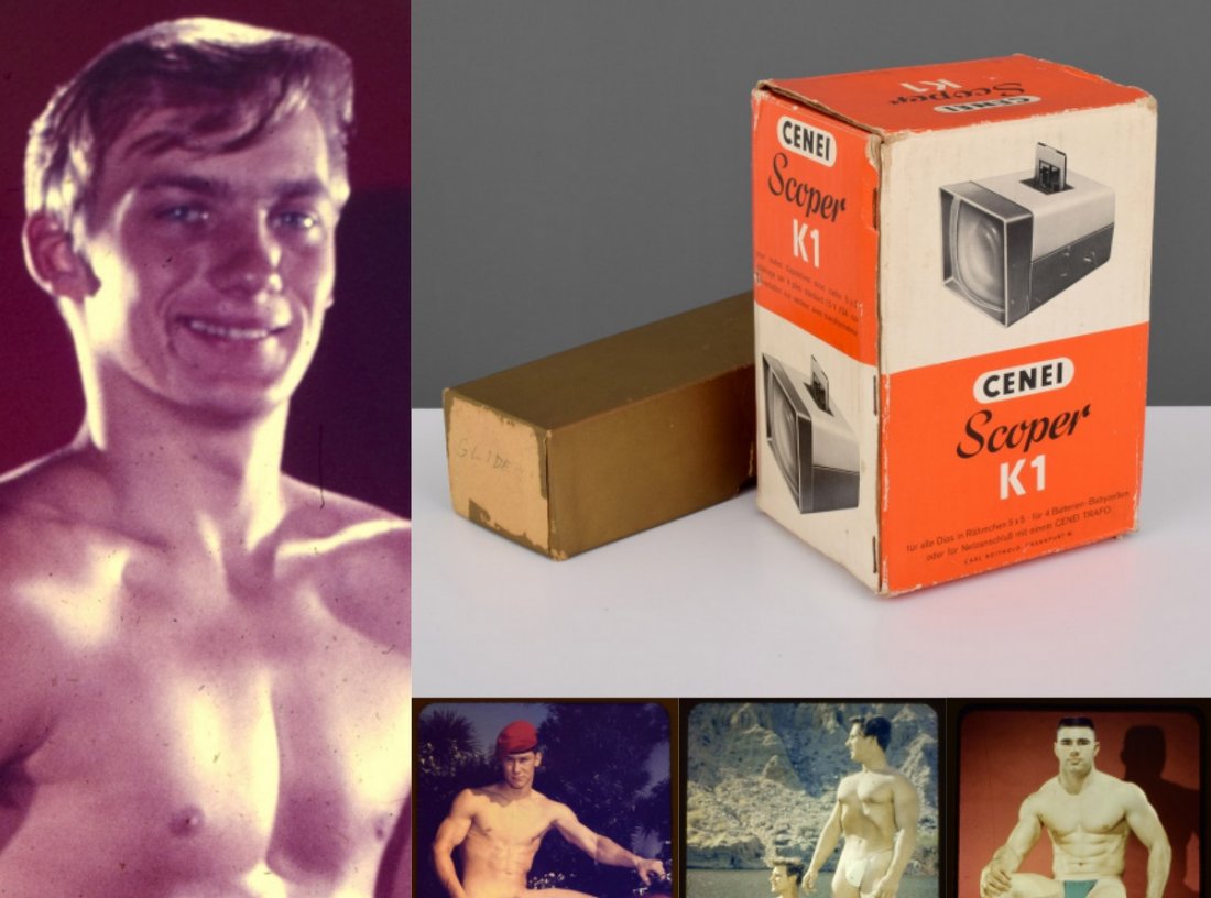Bruce Bellas Nude Male Photo Slides & Viewer: Designer/Artist; Manufacturer: slides: Bruce Bellas (1909-1974), aka Bruce of Los Angeles, viewer: Cenei Markings: Many slides with Bruce of Los Angeles stamp and stamped series number, many also wit