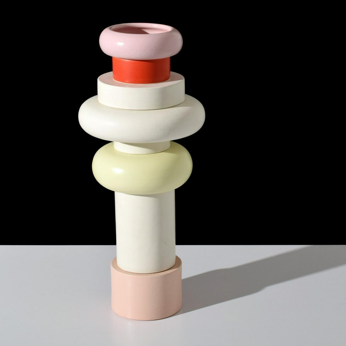Large Ettore Sottsass "Totem," 17.5"H: Designer/Artist; Manufacturer: Ettore Sottsass (1917-2007); Bitossi Markings/Notes: underside with multiple signatures: "Ettore," "Aldo Londi" (Bittosi's master ceramicist) and "Bitossi" with a "le ce