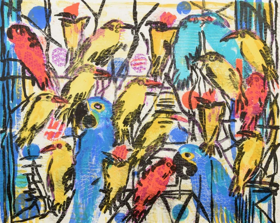 Hunt Slonem "Picul" Lithograph, Signed Edition: Designer/Artist; Manufacturer: Hunt Slonem (b. 1951) Markings/Notes: signed, blind stamp; ed. 34/50 Country of Origin & Materials: American; paper Additional Information: Posters, Prints & Multiples C