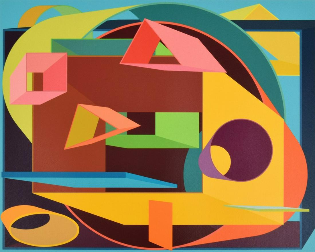 Al Held "Scholes II" Screenprint, Signed Edition: Designer/Artist; Manufacturer: Al Held (1928-2005) Markings/Notes: signed, The Metropolitan Museum of Art- The Mezzanine Gallery blind stamp; ed. 18/80 Country of Origin & Materials: American; screenp