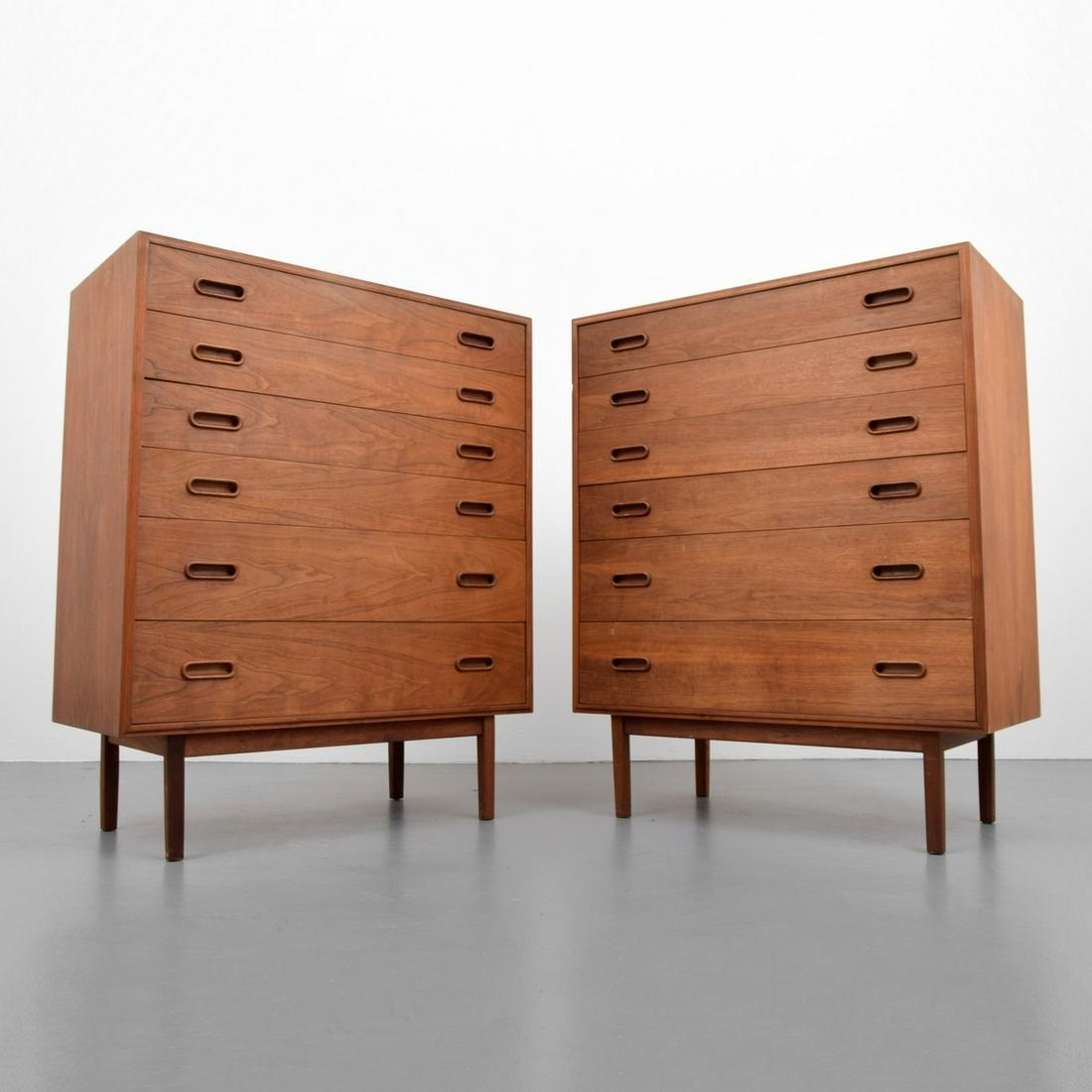 Pair of Jack Cartwright Dressers/Chests: Designer/Artist; Manufacturer: Jack Cartwright; Founders Furniture Company Markings/Notes: no marking(s) apparent Country of Origin & Materials: USA; walnut Additional Information: Chests have six dra