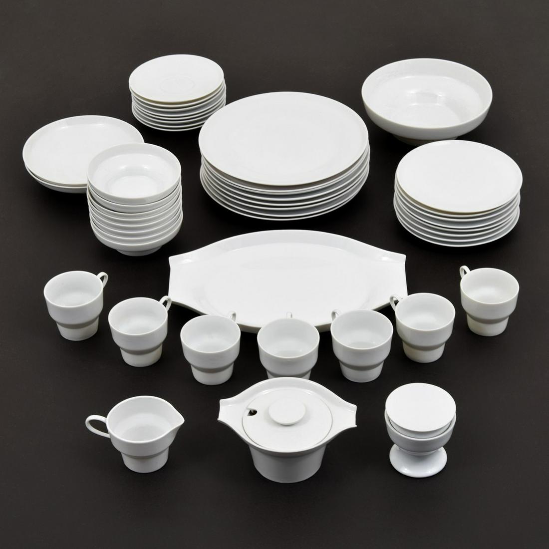 Paul McCobb "Contempri" Dinnerware, 46 Piece Set: Designer/Artist; Manufacturer: Paul McCobb; Jackson Internationale Markings/Notes: signed Country of Origin & Materials: Japan; ceramic Additional Information: Set is comprised of three large bowls, s