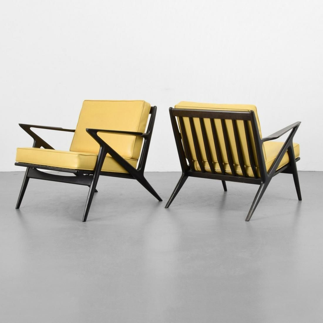 Pair of Poul Jensen "Z" Lounge Chairs: Designer/Artist; Manufacturer: Poul Jensen; distributed by Selig Markings/Notes: no marking(s) apparent Country of Origin & Materials: Denmark; wood, vinyl Additional Information: 20th Century Design