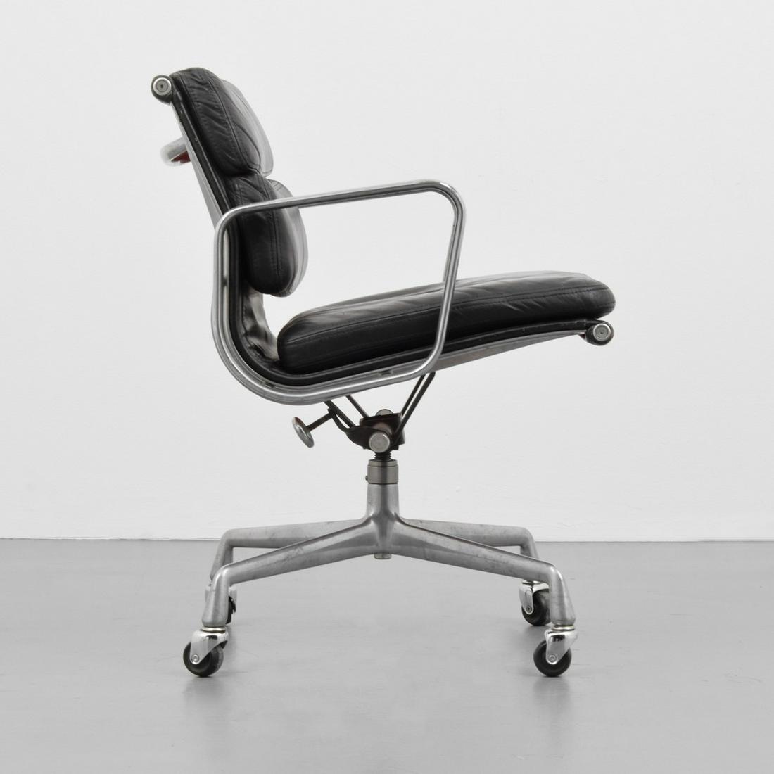 Charles & Ray Eames "Soft Pad" Office Chair: Designer/Artist; Manufacturer: Charles & Ray Eames; Herman Miller Markings/Notes: Herman Miller label Country of Origin & Materials: USA; polished aluminum, metal, leather Additional Information: Alum