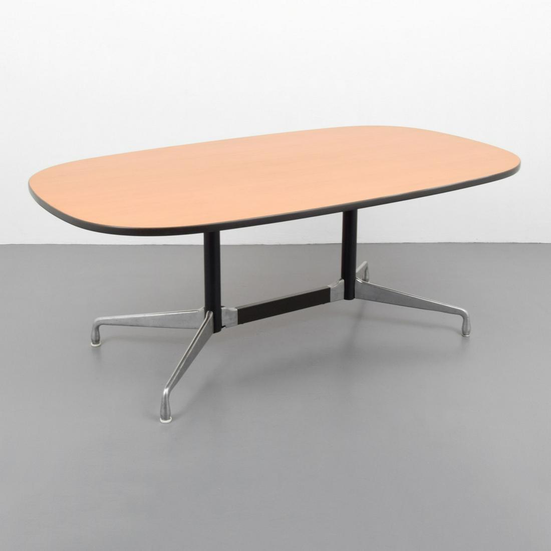 Charles & Ray Eames "Aluminum Group" Table: Designer/Artist; Manufacturer: Charles & Ray Eames; Herman Miller Markings/Notes: Herman Miller label Country of Origin & Materials: USA; oak veneer, cast aluminum, enameled metal, rubber Additional I