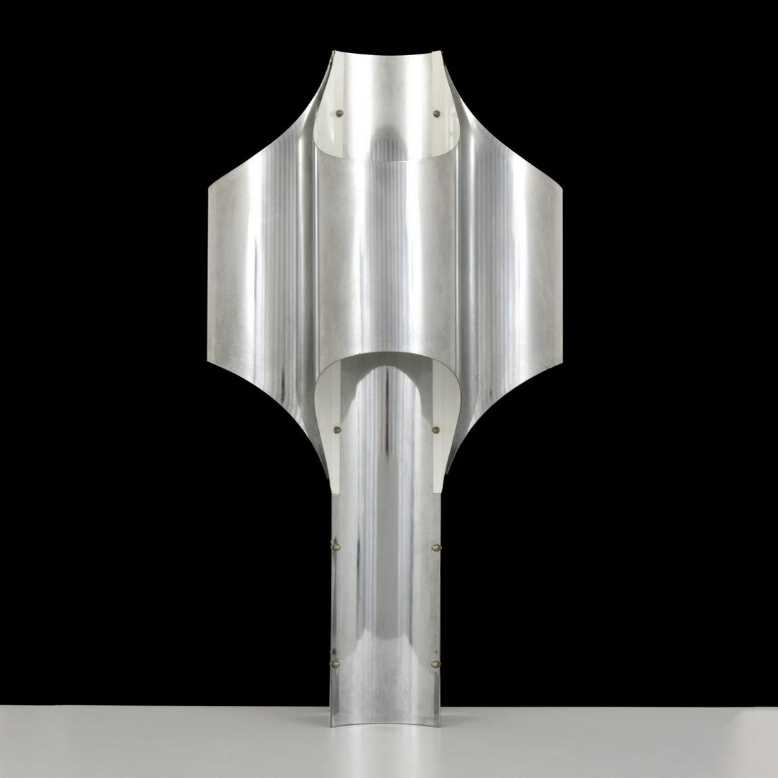 Large Robert Sonneman Table Lamp: Designer/Artist; Manufacturer: Robert Sonneman; Sonneman, Inc. Markings/Notes: Underwriters Laboratories label Country of Origin & Materials: USA; chrome-plated steel Additional Information: Lamp has