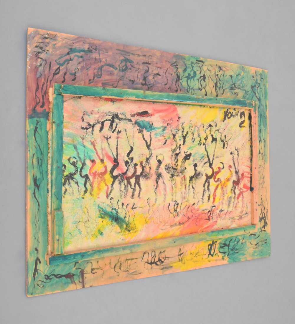 Large Purvis Young Painting: Designer & Manufacturer: Purvis Young (1943-2010) Markings/Notes: signed Country of Origin & Materials: American; board Dimensions(H,W,D): 36"h, 48"w, 2"d Additional Information: Provenance: Priv