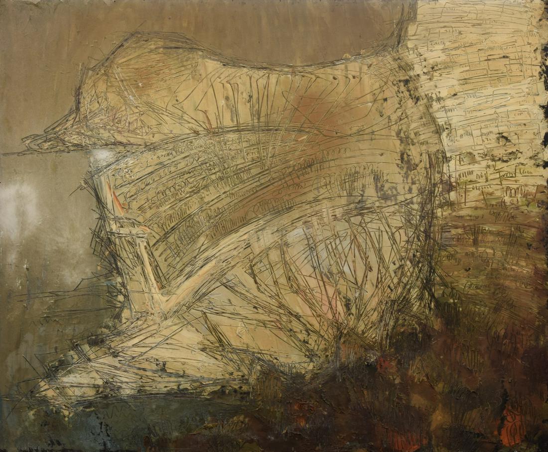 William Congdon & Gianni Silvestri Landscape Painting: Designer & Manufacturer: William Grosvenor Congdon (1912-1998), in collaboration with Gianni Silvestri Markings/Notes: marking(s) Country of Origin & Materials: American; oil on board Dimensions(H,W,D