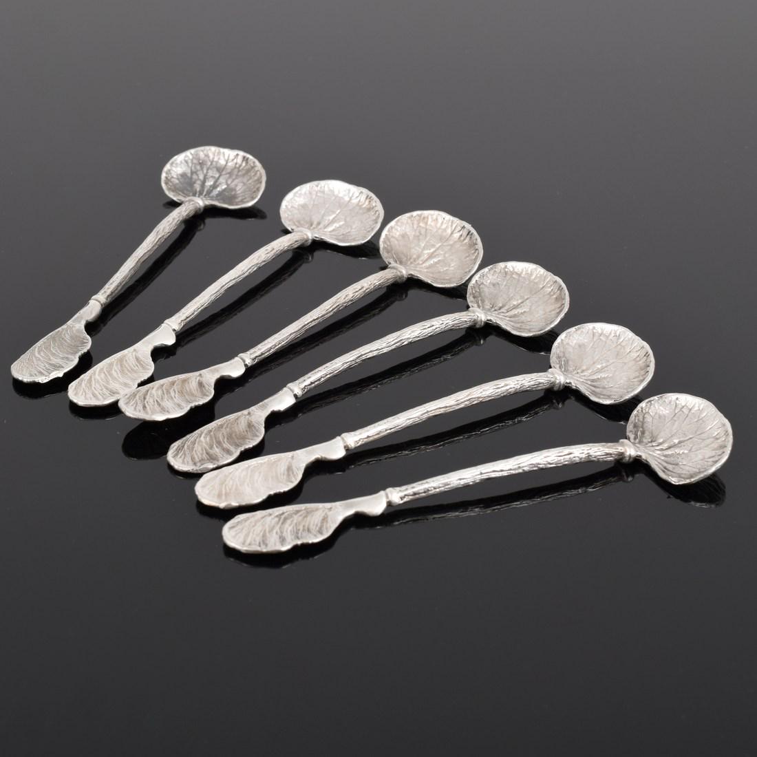 6 Claude Lalanne "Les Phagocytes" Sterling Spoons: Designer/Artist; Manufacturer: Claude Lalanne (1924-2019); Artcurial Markings/Notes: signed, marking(s) Country of Origin & Materials: French; sterling silver Additional Information: Lot consists of s