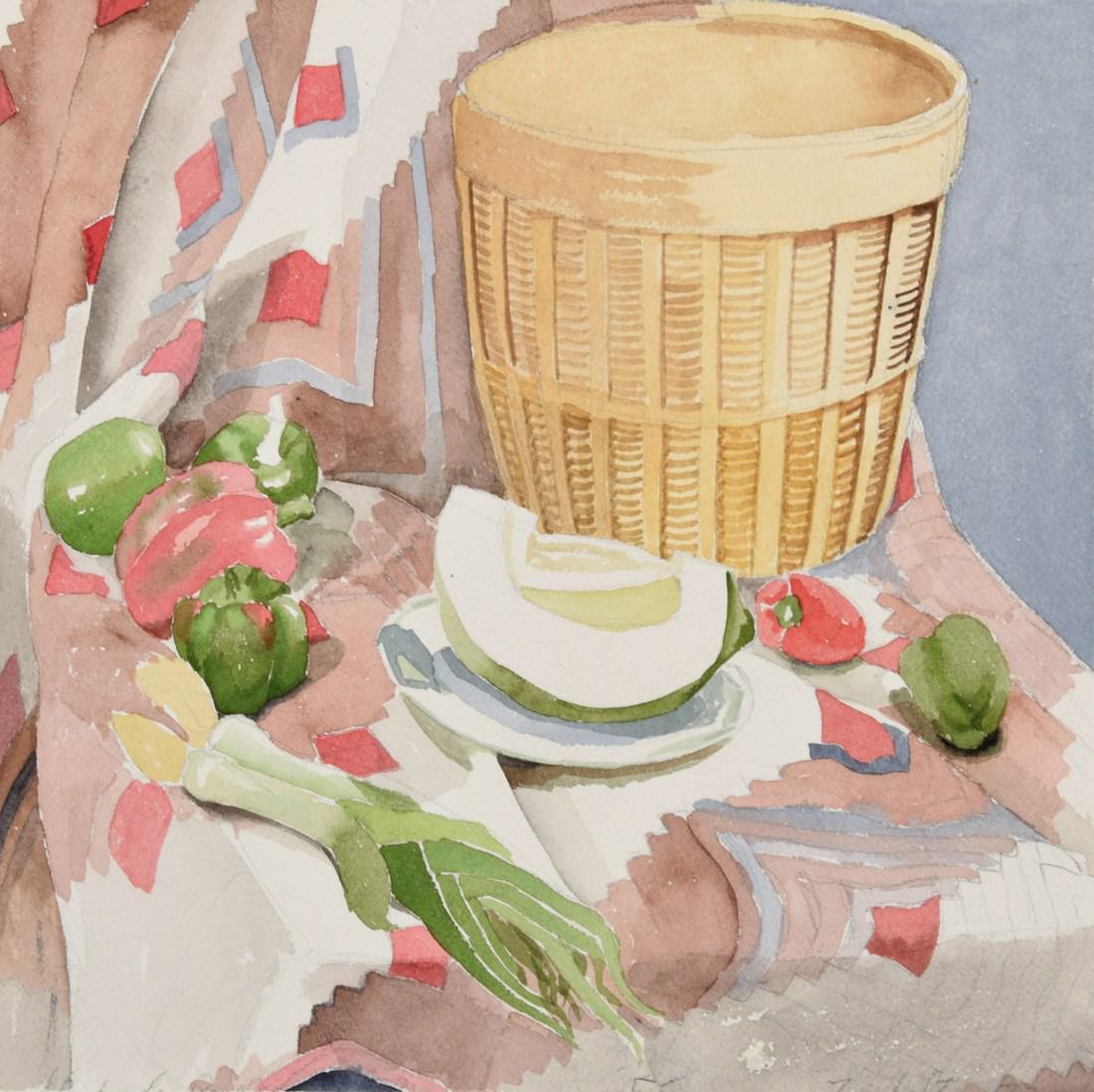 Sondra Freckelton Watercolor Painting, Still Life: Designer/Artist; Manufacturer: Sondra Freckelton (b. 1936) Markings/Notes: signed; 1977 Country of Origin & Materials: American; watercolor on paper Additional Information: Provenance: Brooke Alexande