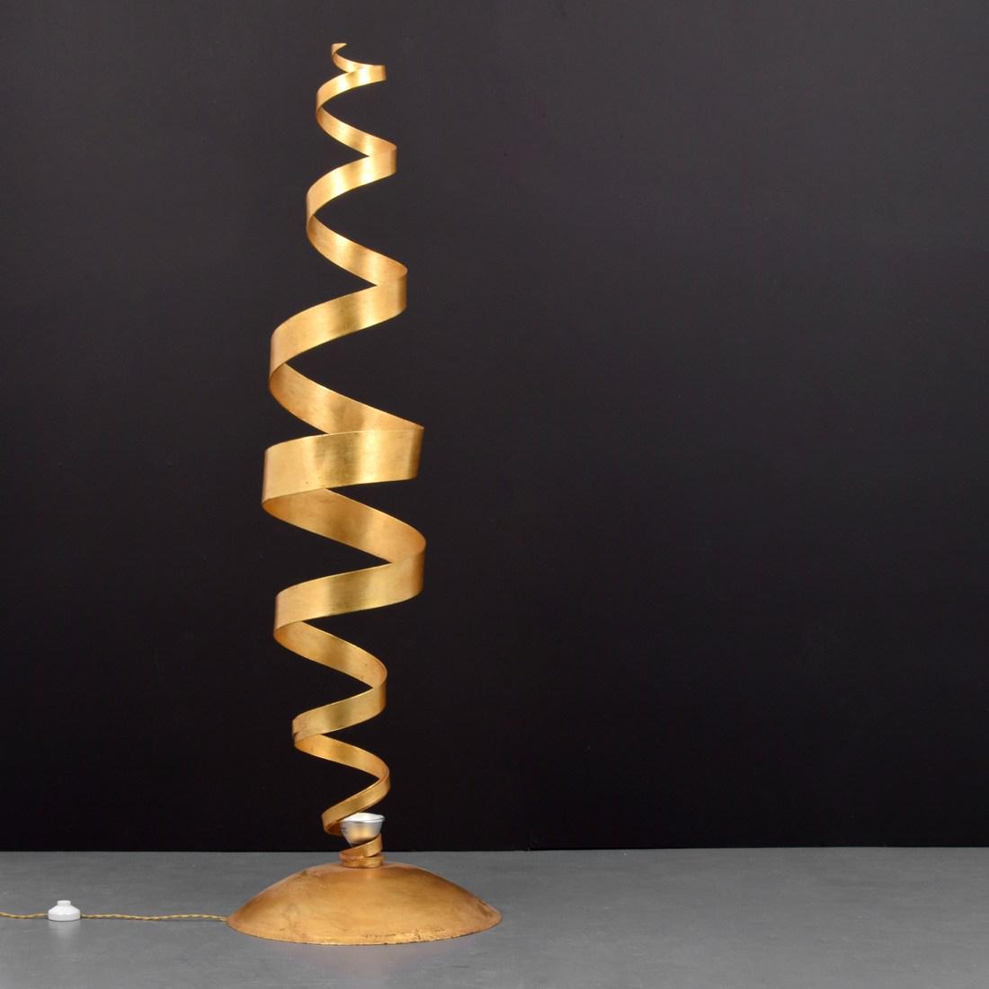 Tom Dixon "Spiral" Floor Lamp: Designer/Artist; Manufacturer: Tom Dixon Markings/Notes: no marking(s) apparent Country of Origin & Materials: United Kingdom; gold leaf over steel Additional Information: Provenance: Estate of London
