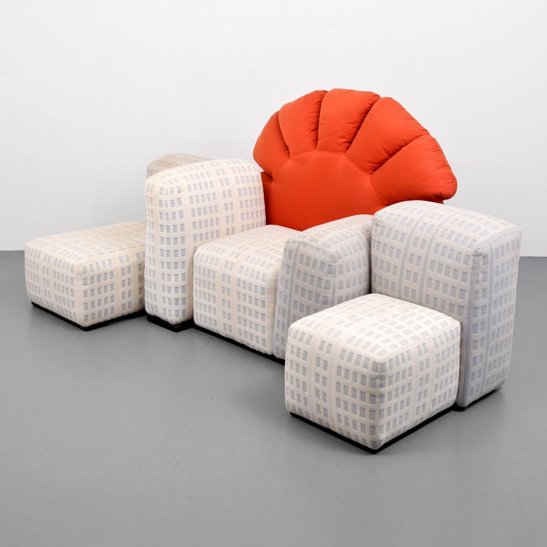 Gaetano Pesce "Tramonto" Sofa: Designer/Artist; Manufacturer: Gaetano Pesce; Cassina Markings/Notes: no marking(s) apparent Country of Origin & Materials: Italy; upholstery, wood Additional Information: Sofa is comprised of five se