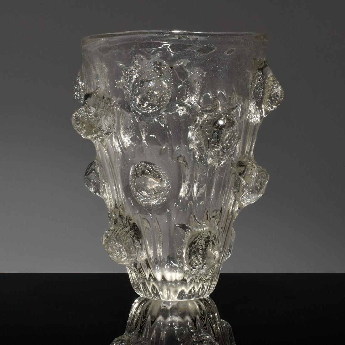 Large Ercole Barovier A Mugnoni Vase: Designer/Artist; Manufacturer: Ercole Barovier; Ercole Barovier Markings/Notes: no marking(s) apparent Country of Origin & Materials: Italy; glass Additional Information: Provenance: Estate of London 
