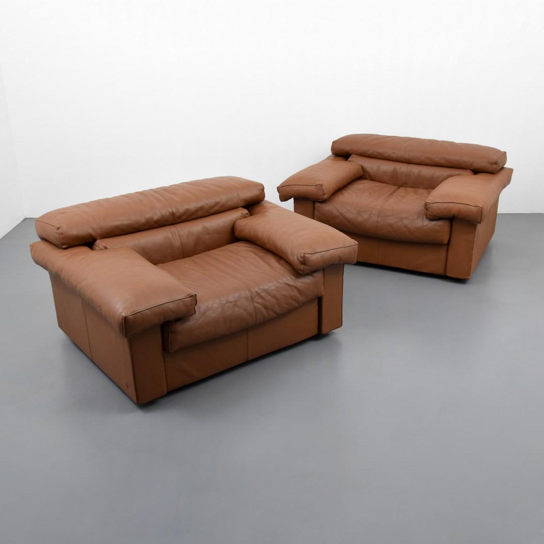 Pair of Afra & Tobia Scarpa "Erasmo" Lounge Chairs: Designer/Artist; Manufacturer: Afra & Tobia Scarpa; B&B Italia Markings/Notes: B&B Italia labels Country of Origin & Materials: Italy; leather Additional Information: Video preview available for all l