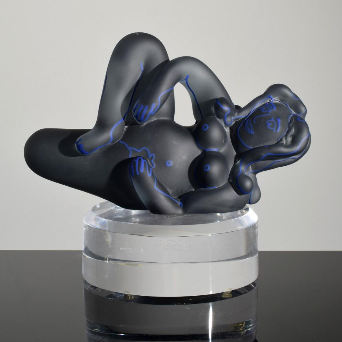 Richard Jolley Nude Figural Sculpture: Designer/Artist; Manufacturer: Richard Jolley (b. 1952) Markings/Notes: signed Country of Origin & Materials: American; glass, Lucite Additional Information: Work is titled "Reclining Nude (Amethyst).