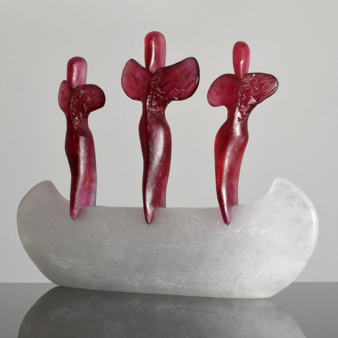 Mark Abildgaard Totem Sculpture: Designer/Artist; Manufacturer: Mark Abildgaard (b. 1957) Markings/Notes: signed; 2001 Country of Origin & Materials: American; glass Additional Information: Work is titled "Spirit Boat." Lot is accomp