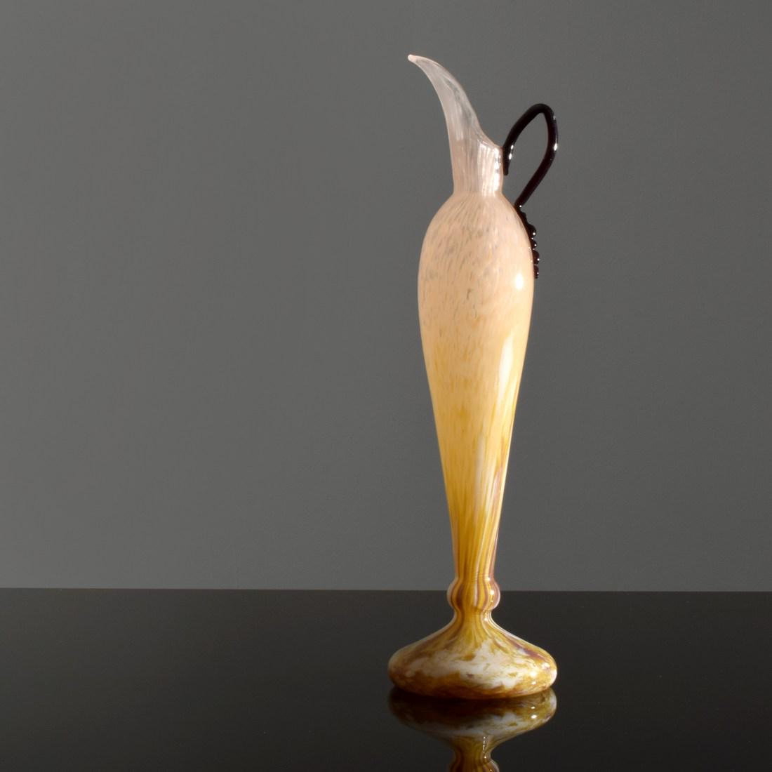 Large Charles Schneider Handled Vessel/Ewer: Designer/Artist; Manufacturer: Charles Schneider Markings/Notes: France etched Country of Origin & Materials: France; glass Additional Information: Video preview available for all lots in our May 2nd