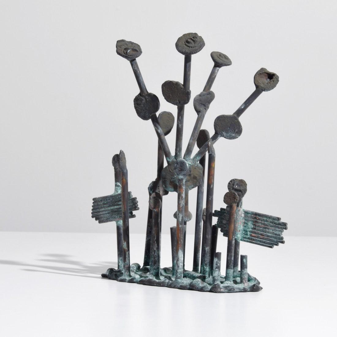 Klaus Ihlenfeld "Prehistoric Plants" Sculpture: Designer/Artist; Manufacturer: Klaus Ihlenfeld (b. 1934) Markings/Notes: no marking(s) apparent Country of Origin & Materials: German/American; oxidized phosphor bronze Additional Information: Provena