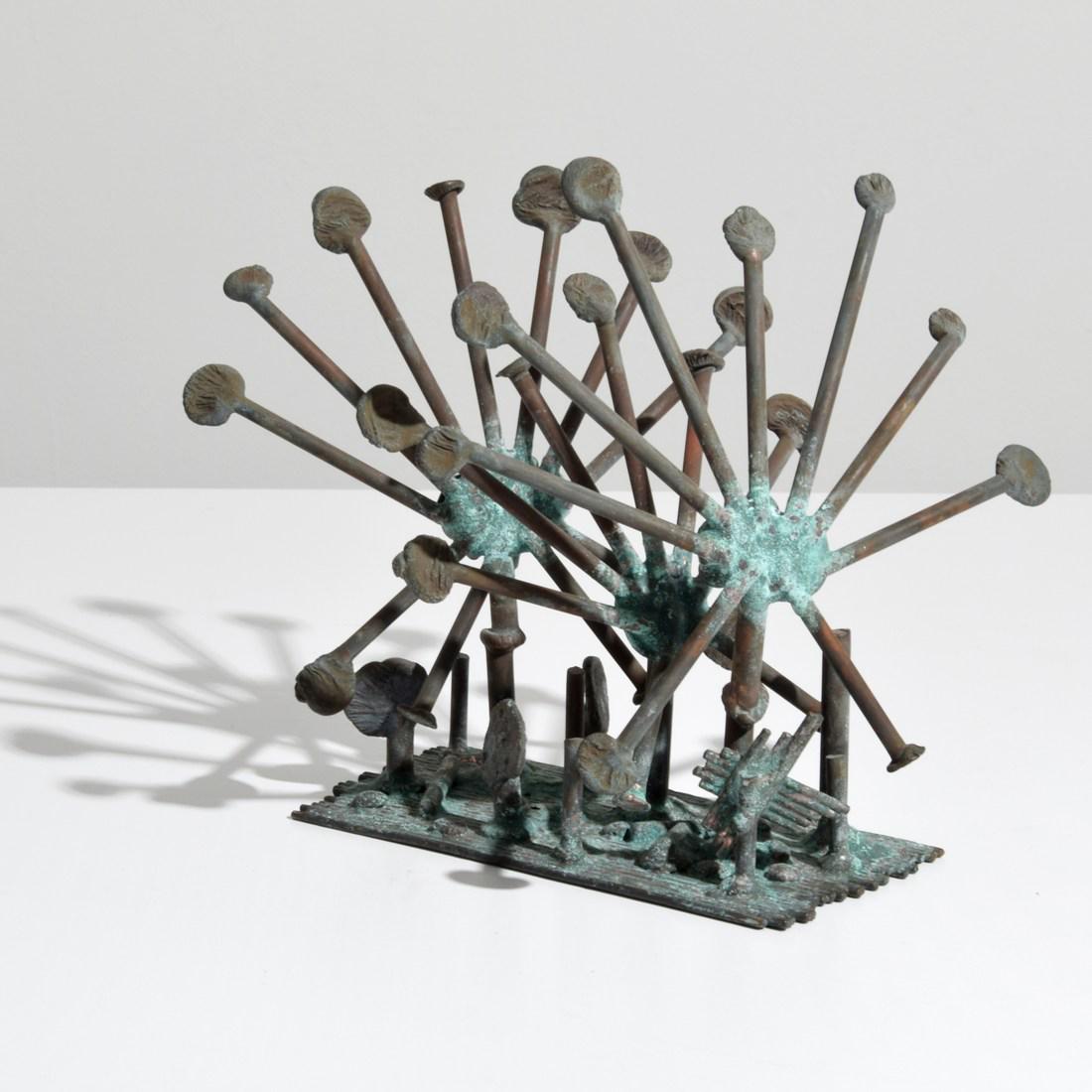 Klaus Ihlenfeld "Sun Dew Plants" Sculpture: Designer/Artist; Manufacturer: Klaus Ihlenfeld (b. 1934) Markings/Notes: no marking(s) apparent Country of Origin & Materials: German/American; oxidized phosphor bronze Additional Information: Provena