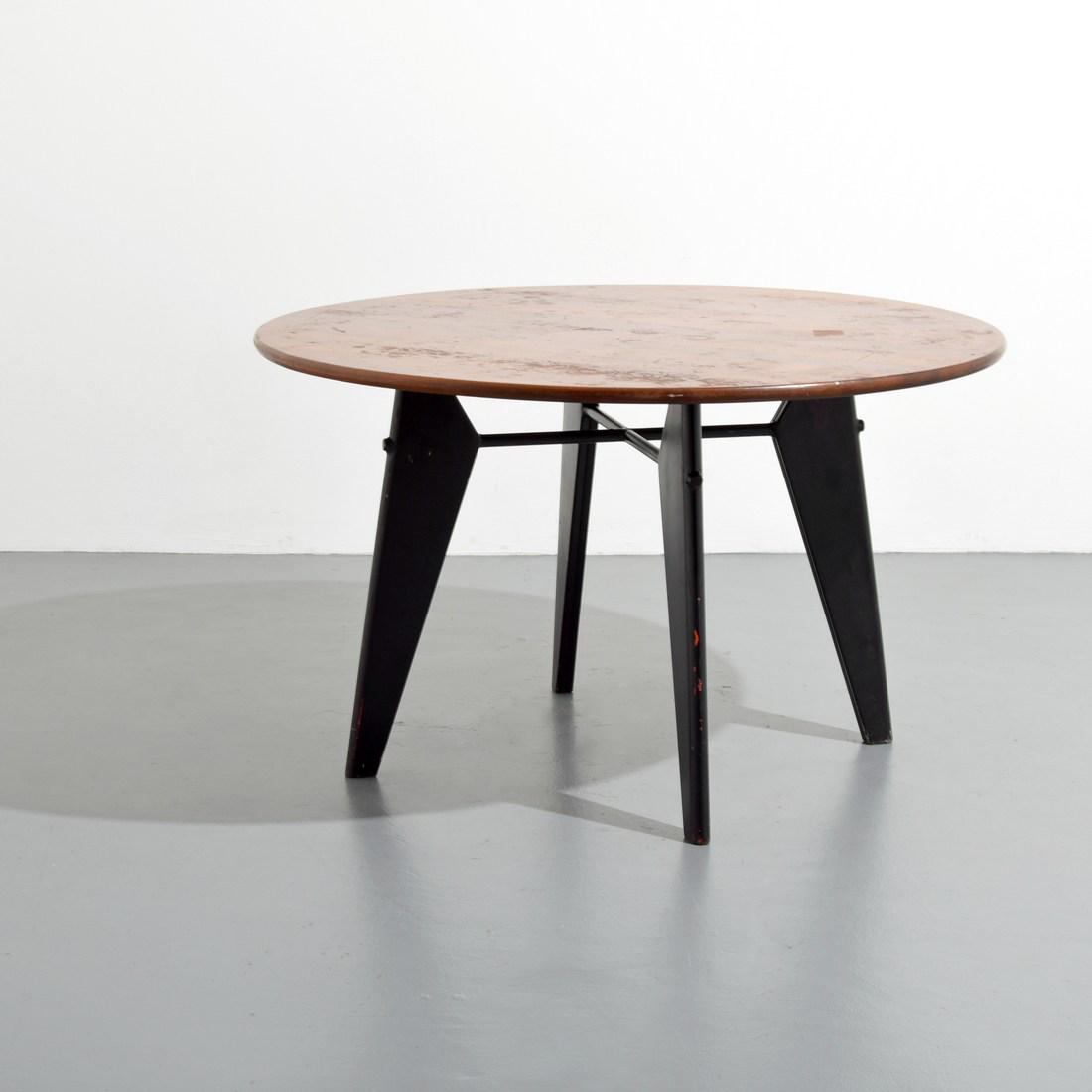 Jean Prouve & Charlotte Perriand Dining Table: Designer/Artist; Manufacturer: Jean Prouve, Charlotte Perriand Markings/Notes: no marking(s) apparent Country of Origin & Materials: France; enameled steel, cherry Additional Information: Provenance: 