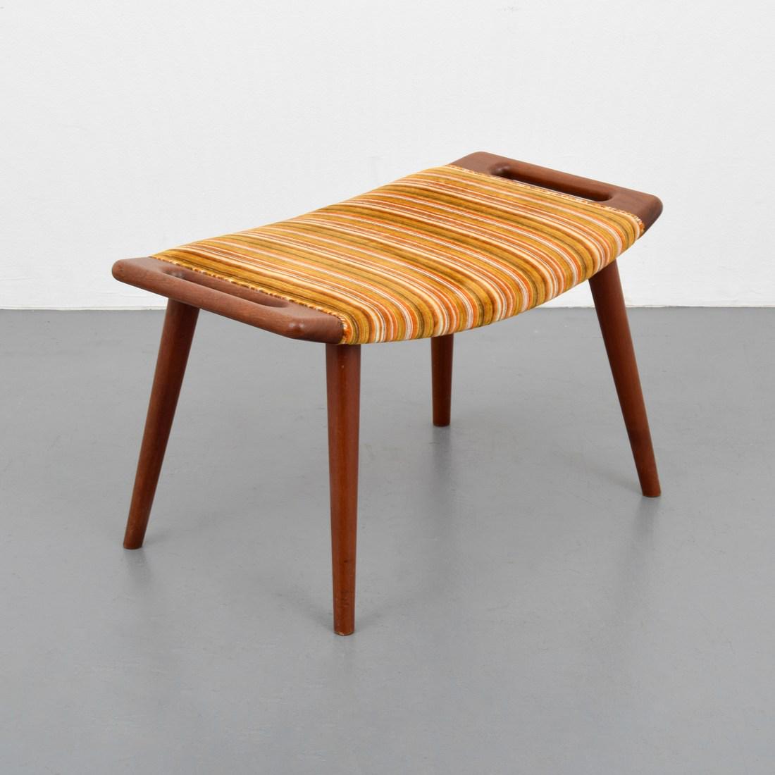 Hans Wegner "Papa Bear Chair" Ottoman: Designer/Artist; Manufacturer: Hans Wegner; A.P. Stolen Markings/Notes: no marking(s) apparent Country of Origin & Materials: Denmark; teak, upholstery Additional Information: Stool is model AP29 (Pap