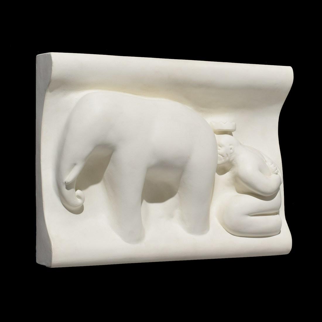 Tom Otterness "Humble King" Wall Relief: Designer/Artist; Manufacturer: Tom Otterness (b. 1952) Markings/Notes: proof; 1982-1991 Country of Origin & Materials: American; cast plaster Additional Information: Provenance: Brooke Alexander Galle