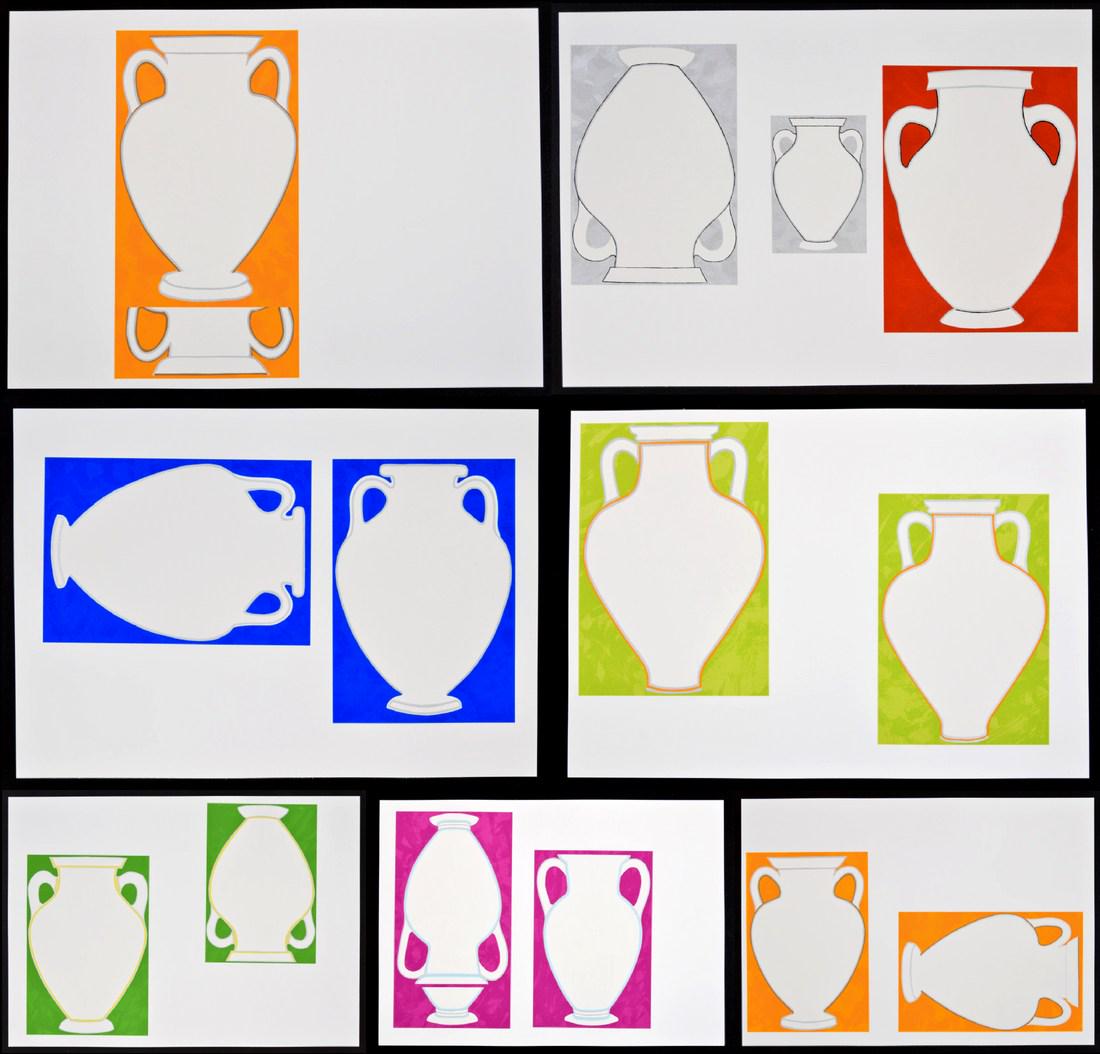 7 Jo Baer Screenprints, "Amphora Frieze" Suite, Signed: Designer/Artist; Manufacturer: Jo Baer (b. 1929) Markings/Notes: signed, marking(s); ed. 26/30; 2004 Country of Origin & Materials: American; screenprint Additional Information: Each of the seven scre