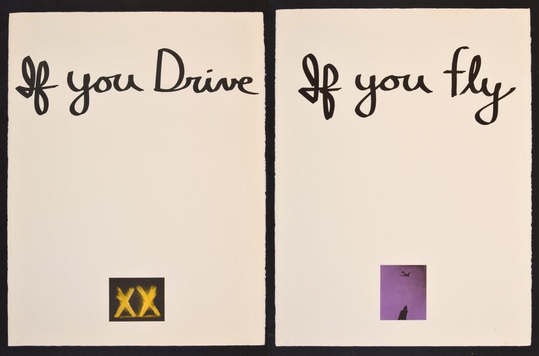 Chris Burden "If You Fly" Lithograph Diptych, Signed Ed: Designer/Artist; Manufacturer: Chris Burden (1946-2015) Markings/Notes: signed, blind stamp; ed. 28/50; 1973 Country of Origin & Materials: American; color lithograph on Arches paper Additional Inform