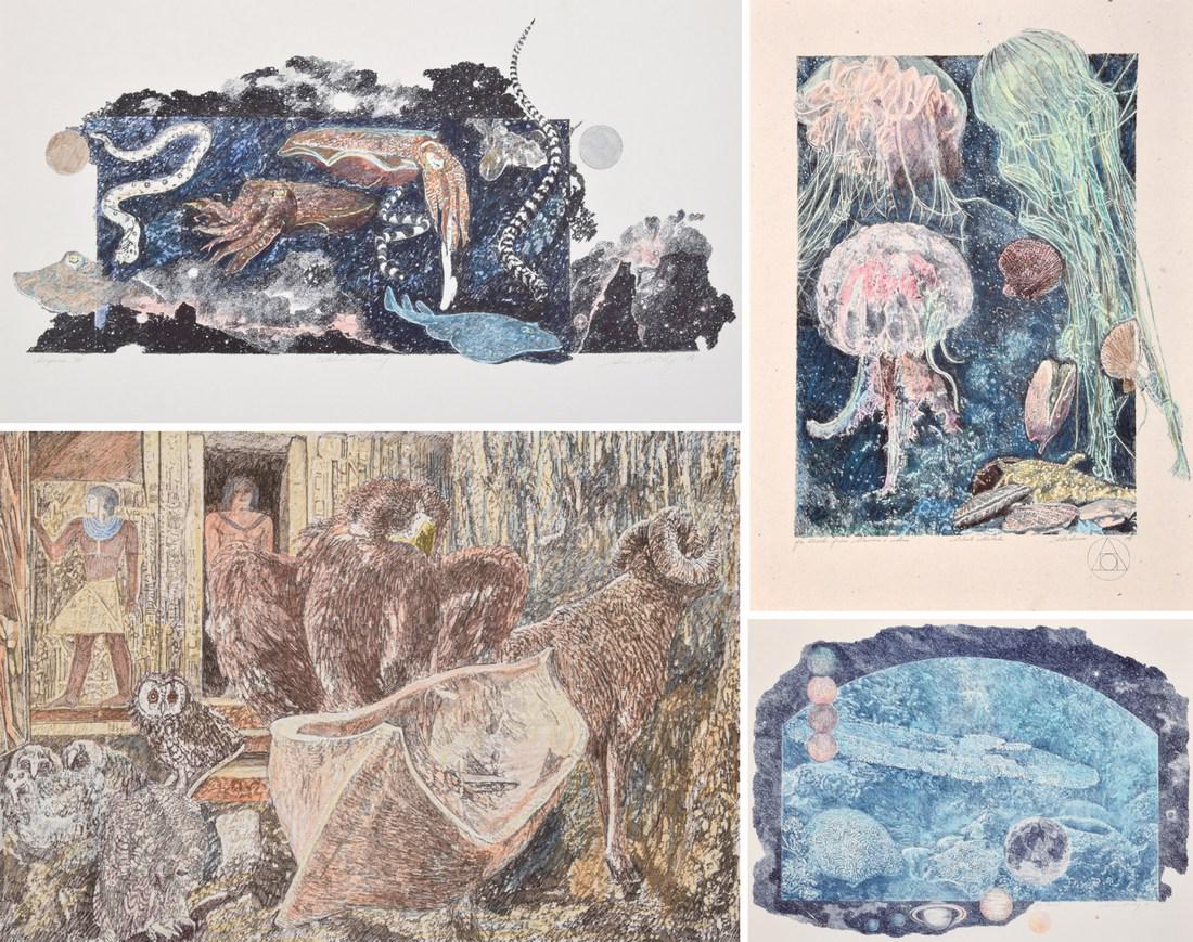 4 Ann McCoy Lithographs, Signed Editions: Designer/Artist; Manufacturer: Ann McCoy (b. 1946) Markings/Notes: signed; various artist's proofs; 1978-1982 Country of Origin & Materials: American; lithograph, two with colored pencil Additional In