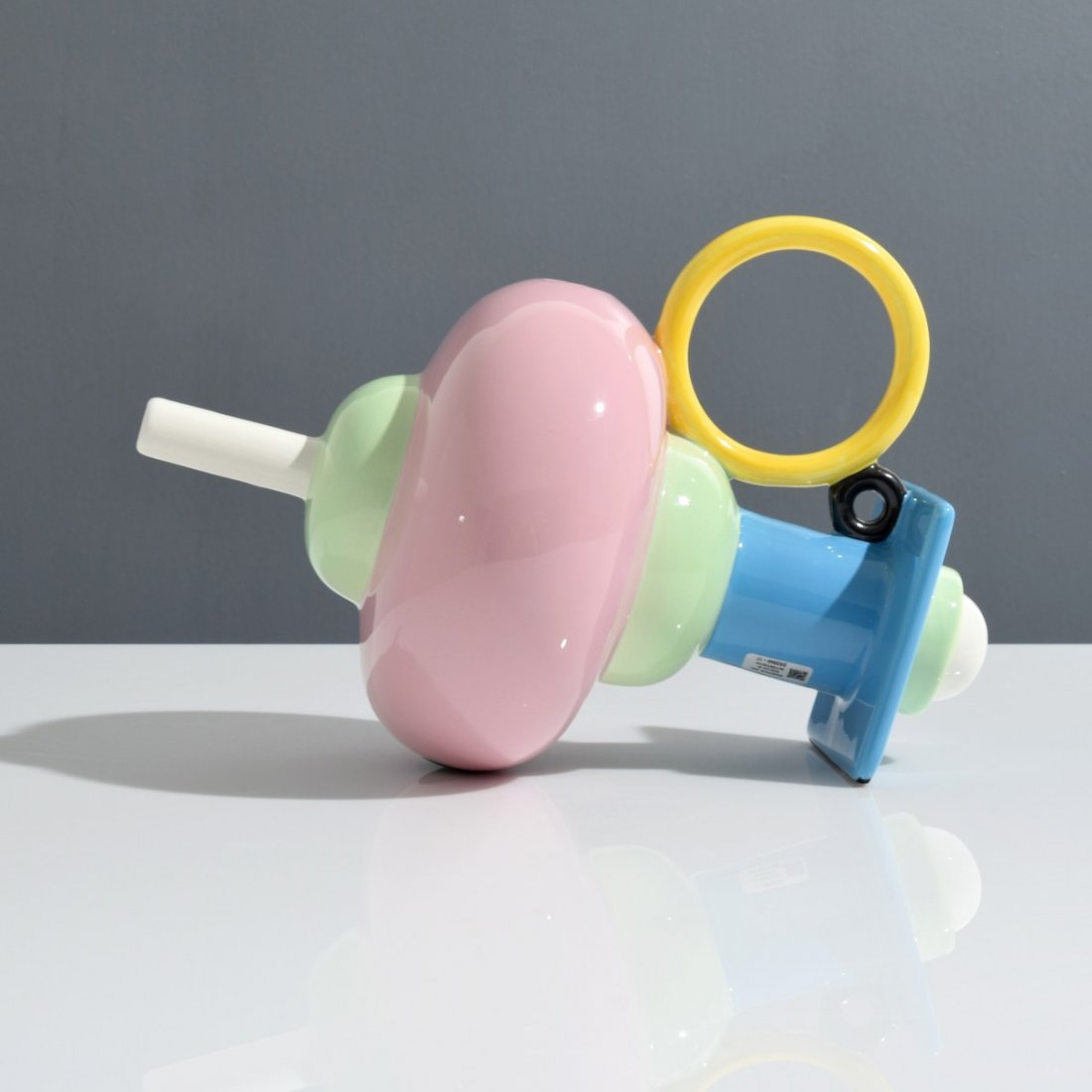 Marco Zanini "Colorado" Teapot, Memphis: Designer/Artist; Manufacturer: Marco Zanini (b. 1954); Alessio Sarri Ceramiche for Memphis Markings/Notes: signed, label; 1983 Country of Origin & Materials: Italy; glazed porcelain Additional Informa